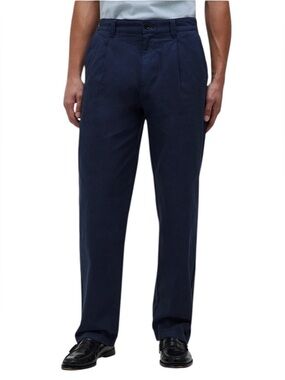 Madewell Pleated Relaxed Straight Leg Chino Pants Cotton Hemp Men's 29x32 Navy